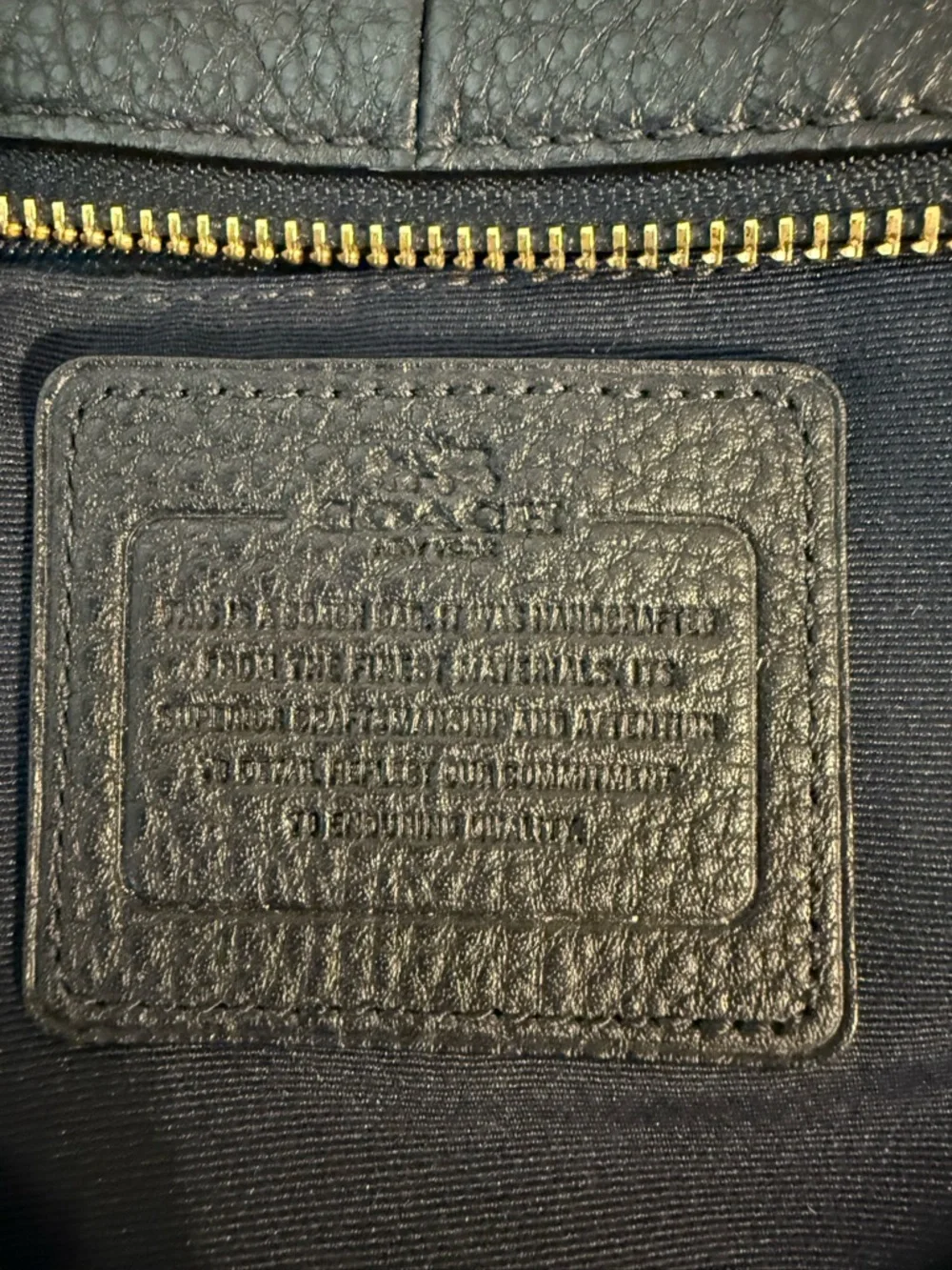 Coach Black Pebbled Leather Satchel with Gold Hardware and Decorative Scarf
